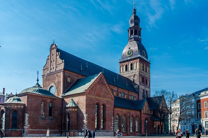 Riga Old Town spires above the rooftops
