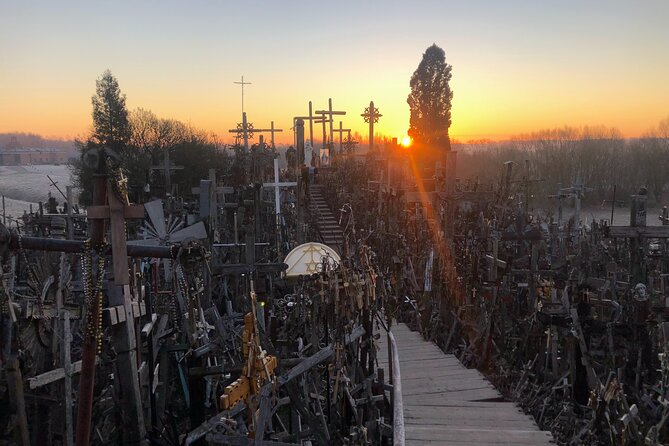 Sunrise at the Hill of Crosses - 2 countries in 1 day - Stop 1 at the Hill of Crosses: guided legends and symbols
